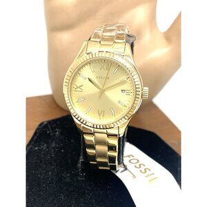 Fossil Women's Watch BQ3638 Scarlette Quartz Gold Dial Stainless Steel 30mm